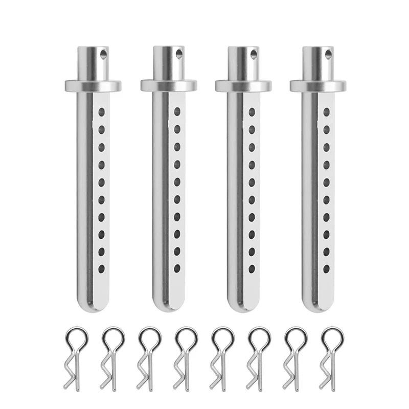 4 Pcs Aluminum Body Post Mounting Car Shell With R Clamp Fixing Post for 1/10 RC Crawler Vehicle Axial SCX10 Parts Accessories