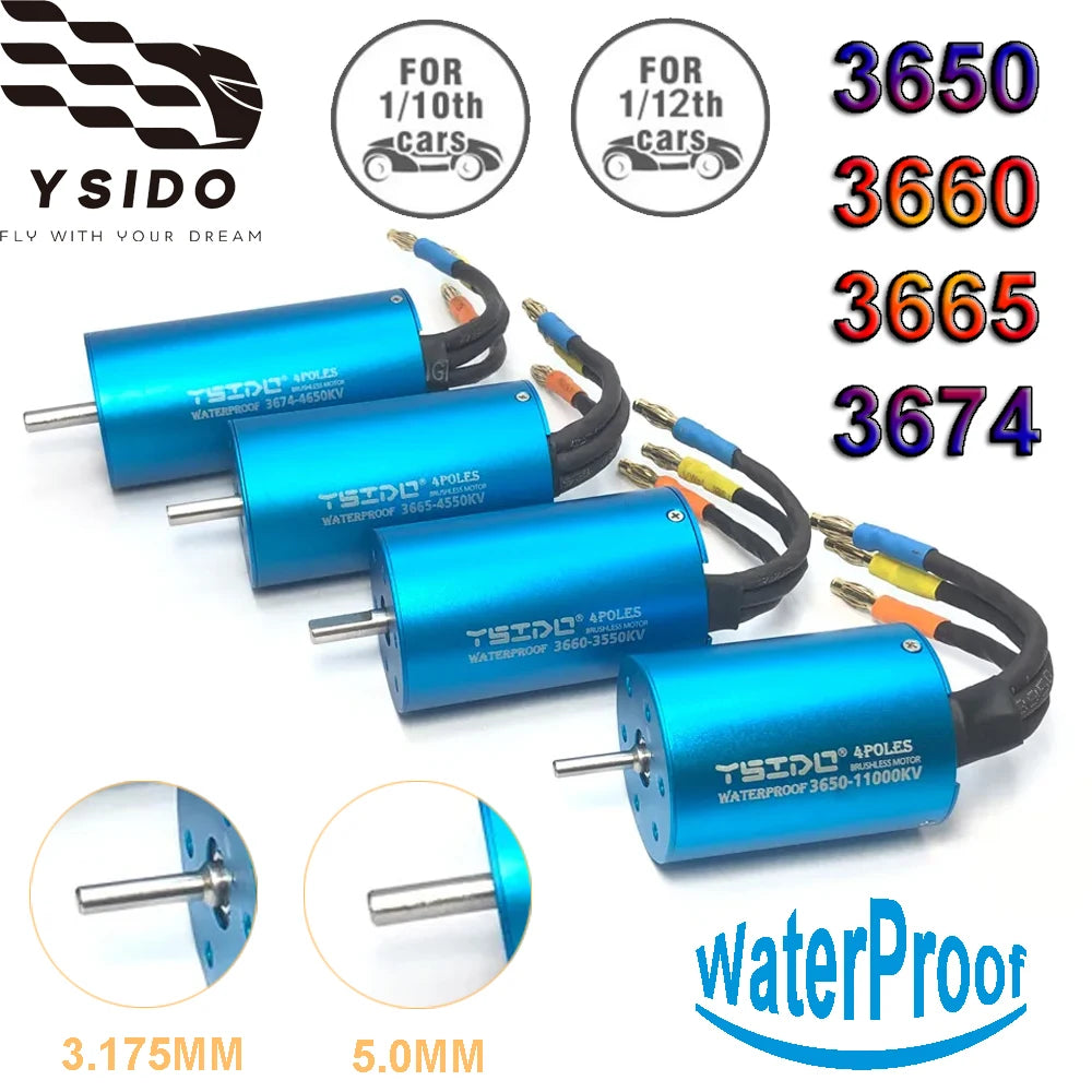 YSIDO 3650 3660 3665 3674 4500KV 5400KV Brushless Motor WaterProof for 1/10 1/12 Traxxas HSP RedCat Tamiya SCX10 RC Crawler Cars