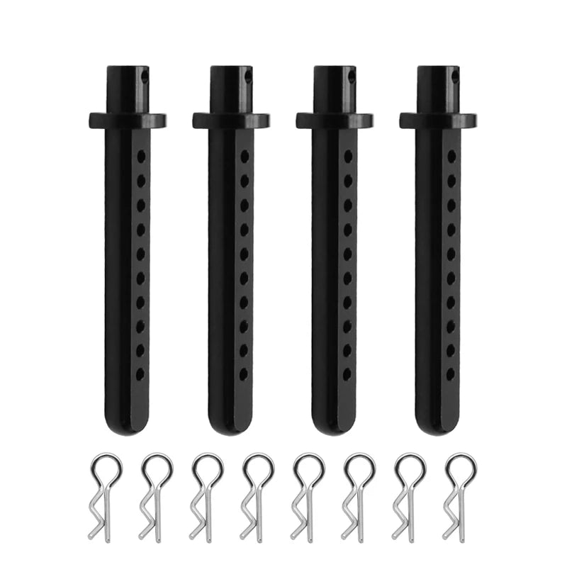 4 Pcs Aluminum Body Post Mounting Car Shell With R Clamp Fixing Post for 1/10 RC Crawler Vehicle Axial SCX10 Parts Accessories