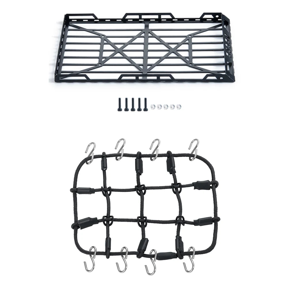 YEAHRUN Metal Roof Rack Luggage Carrier + Elastic Net for 1/24 Axial SCX24 AXI00002 RC Car Model Decoration Accessories Parts