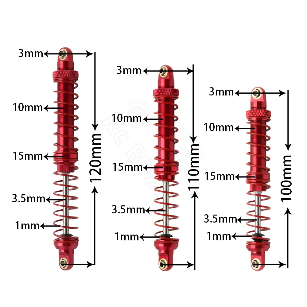 Metal 70mm 80mm 90mm 100mm 110mm 120mm Shock Absorber Oil Damper for 1/10 RC Crawler Car Axial SCX10  AXI03007 RBX10 D90 TRX4