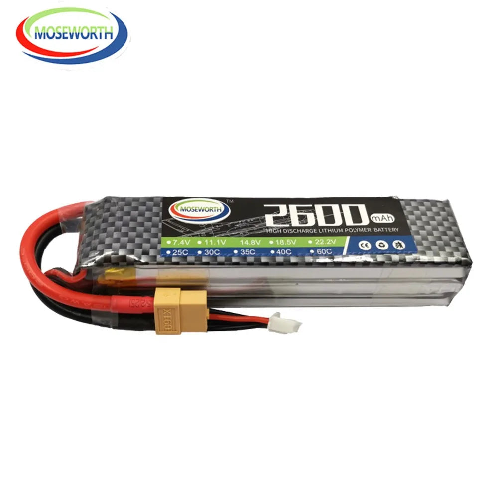 2S 3S 4S 6S 2200 4200 5200 6000mAh 30C 40C 60C 7.4V 11.1V 14.8V RC LiPo Battery For RC Drone Helicopter Aircraft Airplane Car