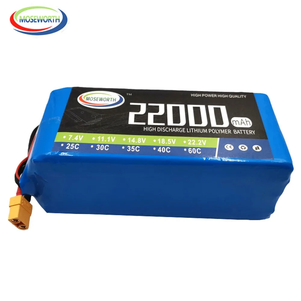 7.4V 11.1V 14.8V 18.5V 22.2V  2S 3S 4S 5S 6S 10000 12000 16000 22000mAh 25C RC LiPo Battery RC Car Agricultural Spraying Drone