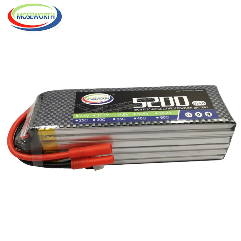 2S 3S 4S 6S 2200 4200 5200 6000mAh 30C 40C 60C 7.4V 11.1V 14.8V RC LiPo Battery For RC Drone Helicopter Aircraft Airplane Car