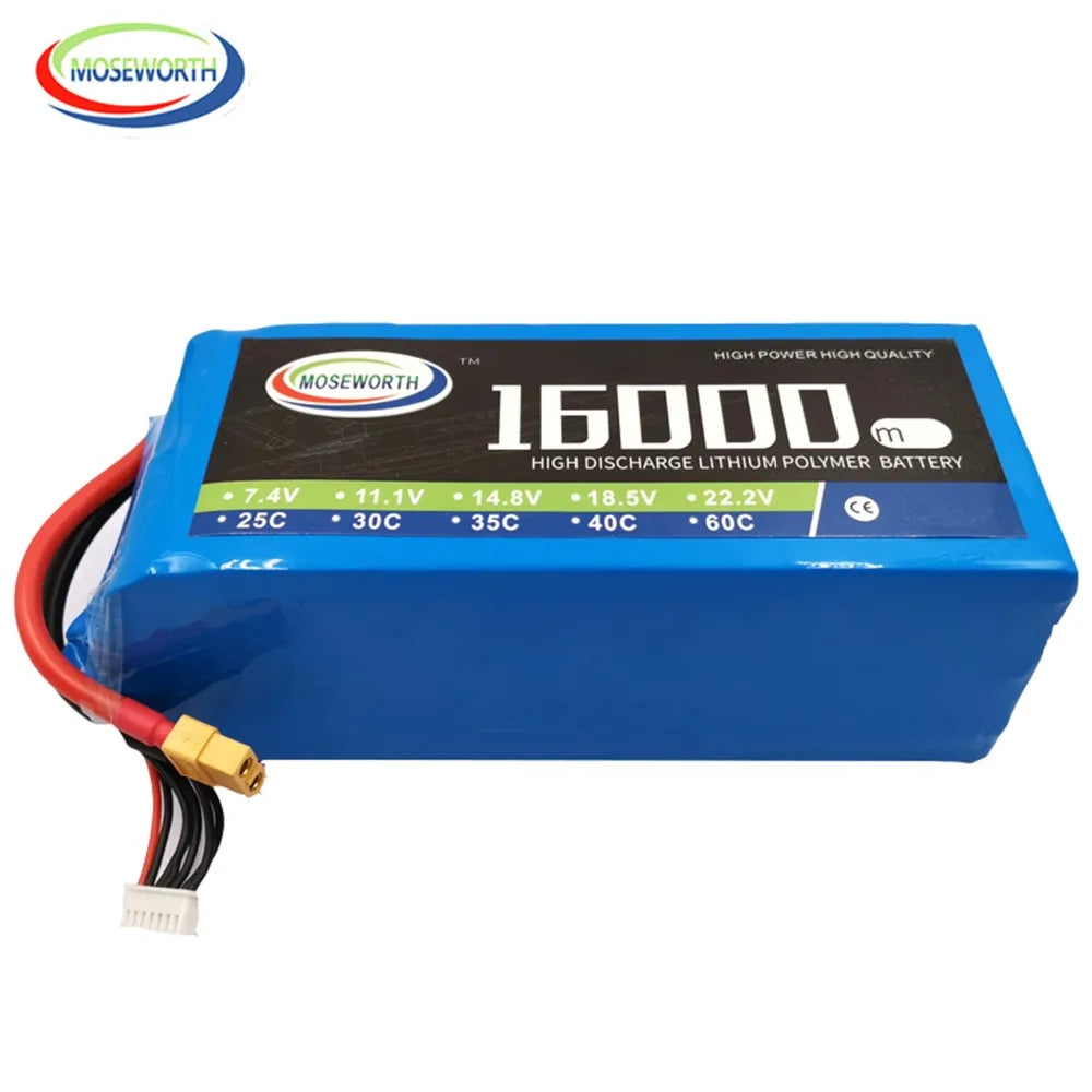 7.4V 11.1V 14.8V 18.5V 22.2V  2S 3S 4S 5S 6S 10000 12000 16000 22000mAh 25C RC LiPo Battery RC Car Agricultural Spraying Drone