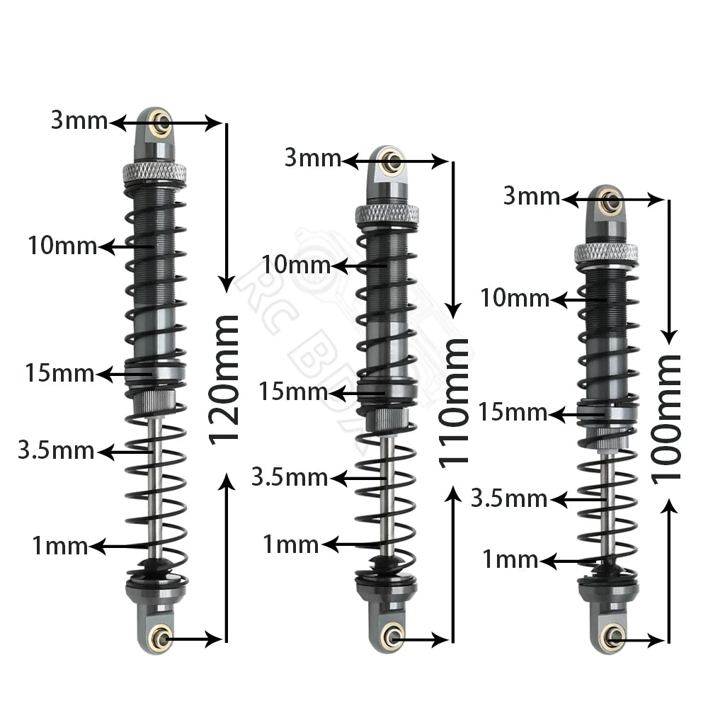 Metal 70mm 80mm 90mm 100mm 110mm 120mm Shock Absorber Oil Damper for 1/10 RC Crawler Car Axial SCX10  AXI03007 RBX10 D90 TRX4