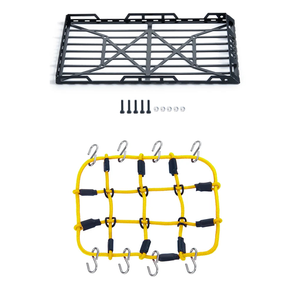 YEAHRUN Metal Roof Rack Luggage Carrier + Elastic Net for 1/24 Axial SCX24 AXI00002 RC Car Model Decoration Accessories Parts