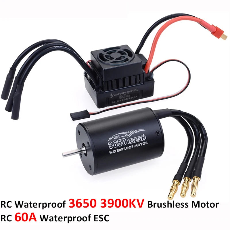 SurpassHobby Waterproof 3650 2300KV/3100KV/3900KV Brushless Motor With 60A ESC LED Program Card Combo For 1/10 RC Car Truck Toy