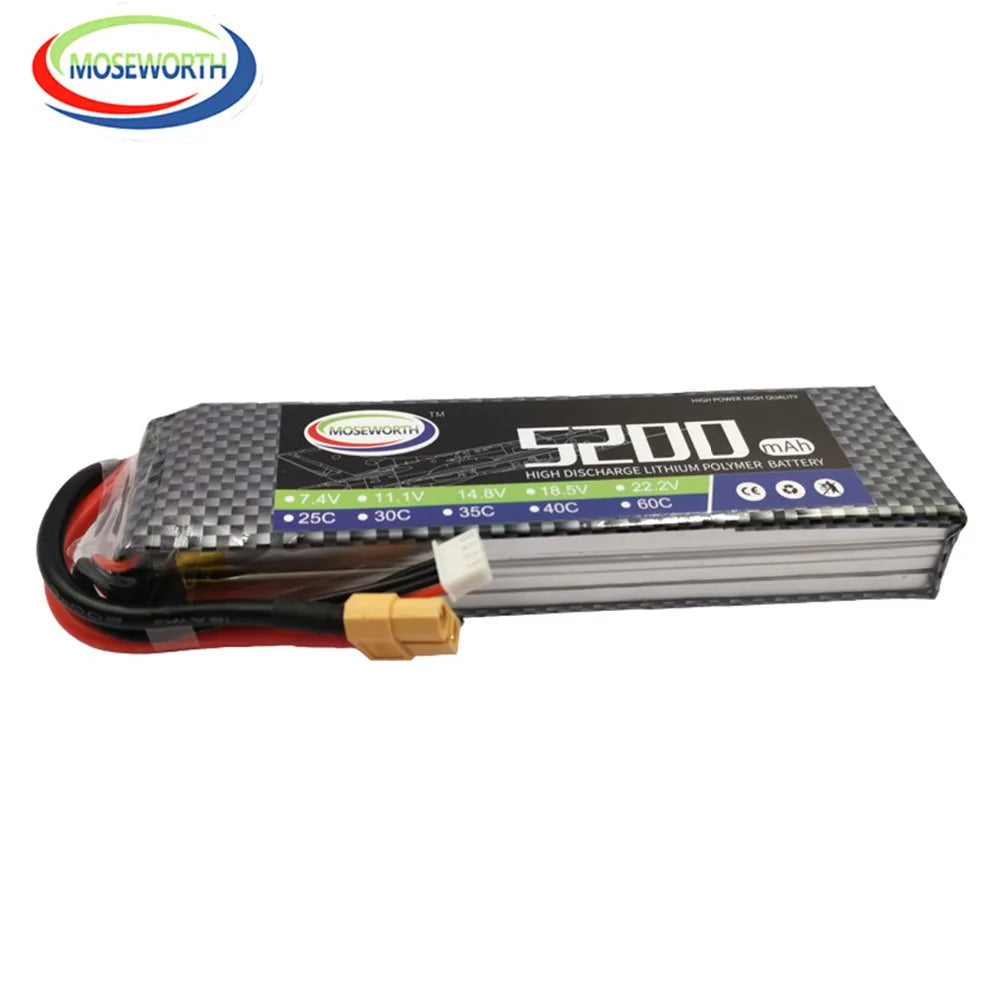 2S 3S 4S 6S 2200 4200 5200 6000mAh 30C 40C 60C 7.4V 11.1V 14.8V RC LiPo Battery For RC Drone Helicopter Aircraft Airplane Car