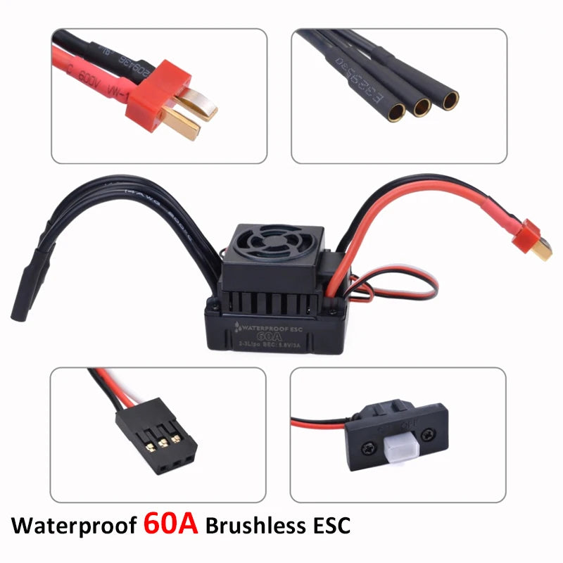 SurpassHobby Waterproof 3650 2300KV/3100KV/3900KV Brushless Motor With 60A ESC LED Program Card Combo For 1/10 RC Car Truck Toy