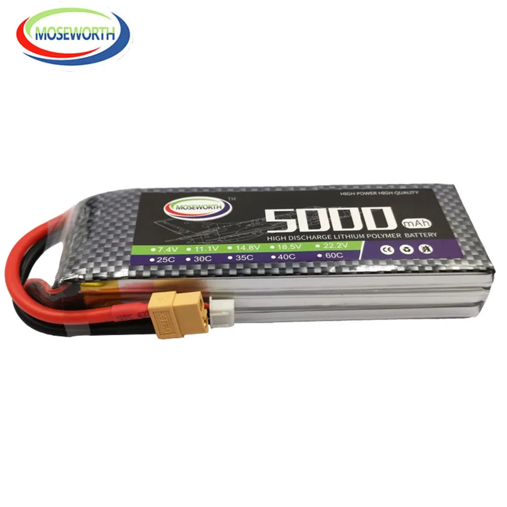 2S 3S 4S 6S 2200 4200 5200 6000mAh 30C 40C 60C 7.4V 11.1V 14.8V RC LiPo Battery For RC Drone Helicopter Aircraft Airplane Car