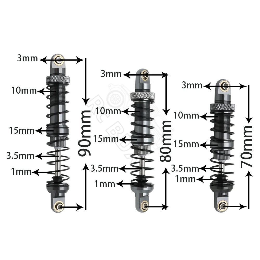 Metal 70mm 80mm 90mm 100mm 110mm 120mm Shock Absorber Oil Damper for 1/10 RC Crawler Car Axial SCX10  AXI03007 RBX10 D90 TRX4