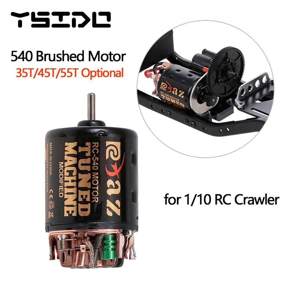 YSIDO 540 Combo Brushed Motor 55T 45T 35T 60A ESC for 1/10 Off-Road Rock Crawler Climbing RC Car Traxxas TRX4 Axial SCX10