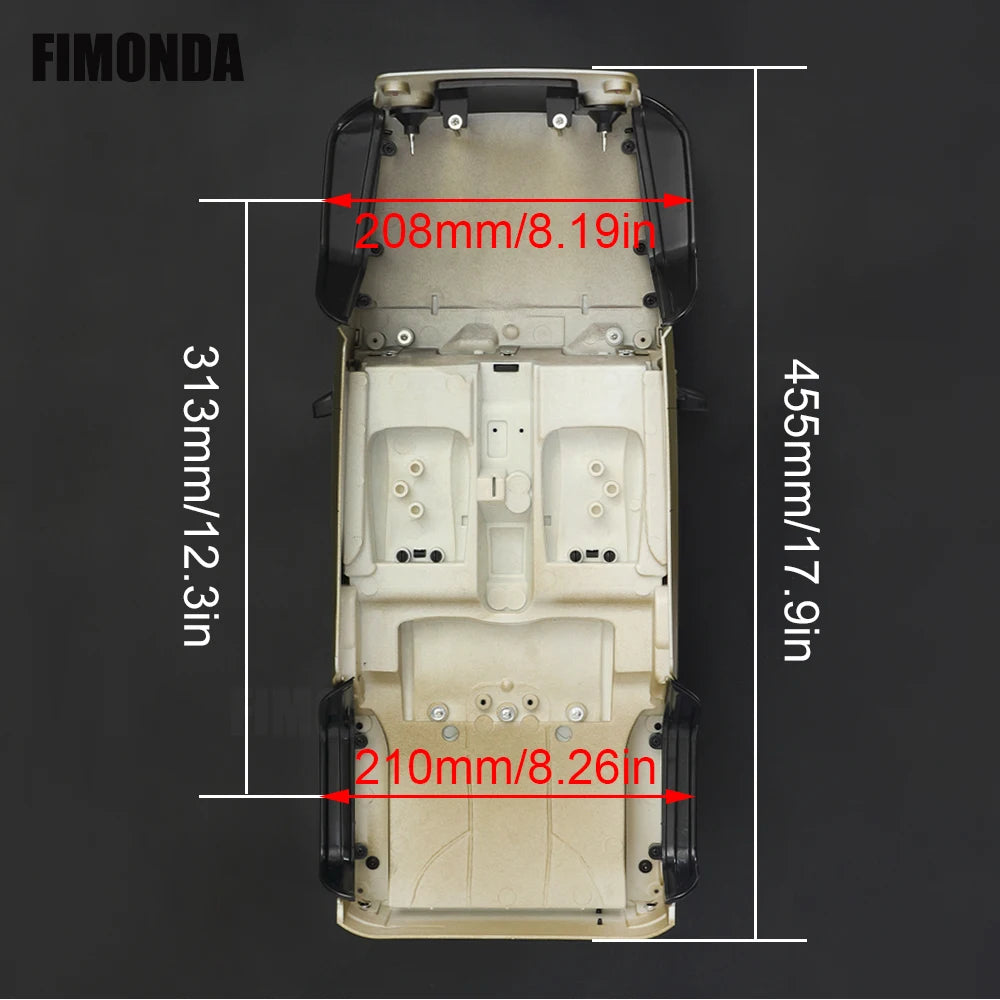 1:10 Scale Wrangler Convertible Hard Body Kit 313mm Wheelbase for 1/10 RC Crawler Axial SCX10 Rubicon TRX4 Redcat GEN8