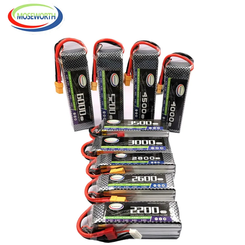 2S 3S 4S 6S 2200 4200 5200 6000mAh 30C 40C 60C 7.4V 11.1V 14.8V RC LiPo Battery For RC Drone Helicopter Aircraft Airplane Car