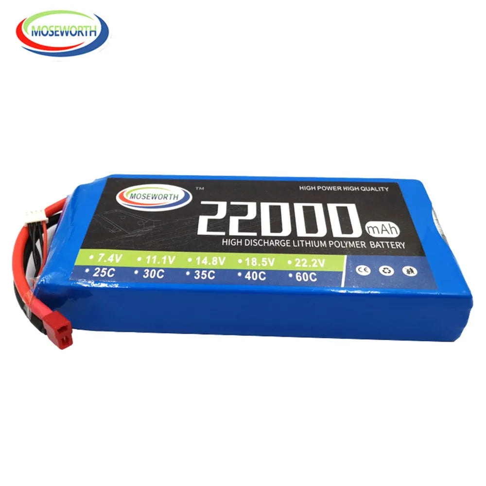 7.4V 11.1V 14.8V 18.5V 22.2V  2S 3S 4S 5S 6S 10000 12000 16000 22000mAh 25C RC LiPo Battery RC Car Agricultural Spraying Drone