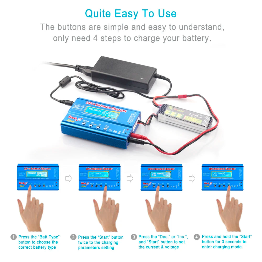 IMAX B6 80W Multi-function Charger For Lipo Li-ion LiFe NiMh Ni-Cd PB Battery RC Balance Discharger 15V 6A Adapter Optional