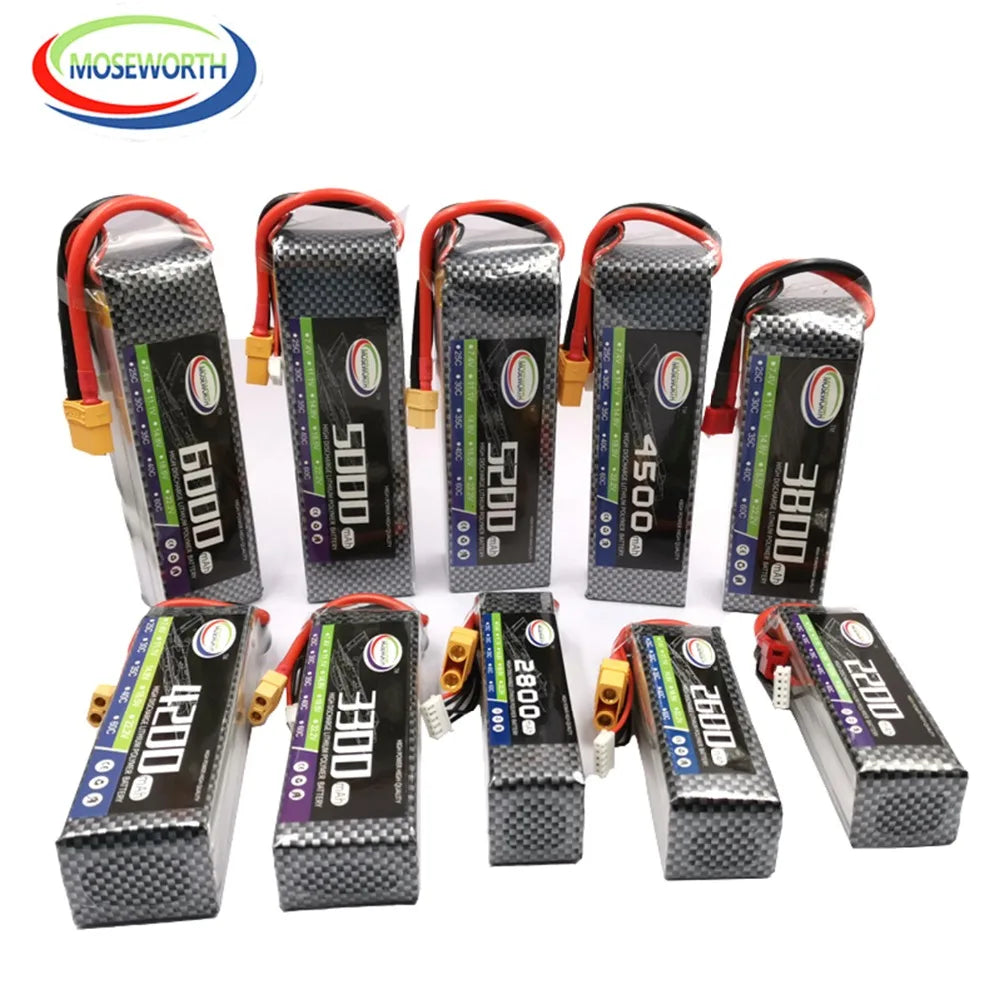 2S 3S 4S 6S 2200 4200 5200 6000mAh 30C 40C 60C 7.4V 11.1V 14.8V RC LiPo Battery For RC Drone Helicopter Aircraft Airplane Car