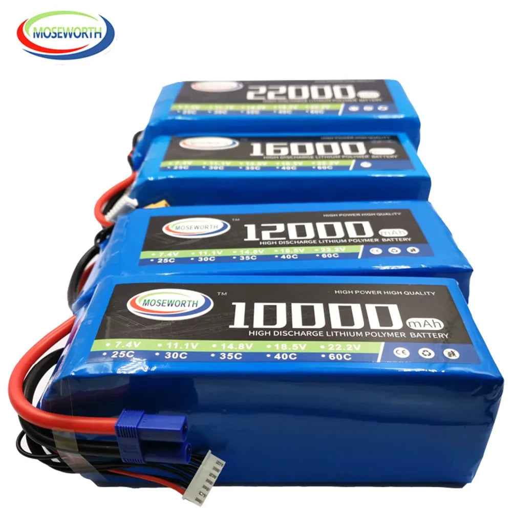 7.4V 11.1V 14.8V 18.5V 22.2V  2S 3S 4S 5S 6S 10000 12000 16000 22000mAh 25C RC LiPo Battery RC Car Agricultural Spraying Drone