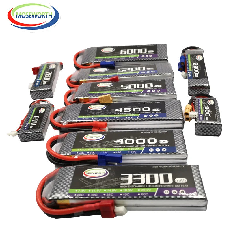 2S 7.4V 1300 1800 2200 3000 3800 4200 4500 5200 6000mAh 30C 40C 60C Toys LiPo Battery For RC Airplane Helicopter Drone Car