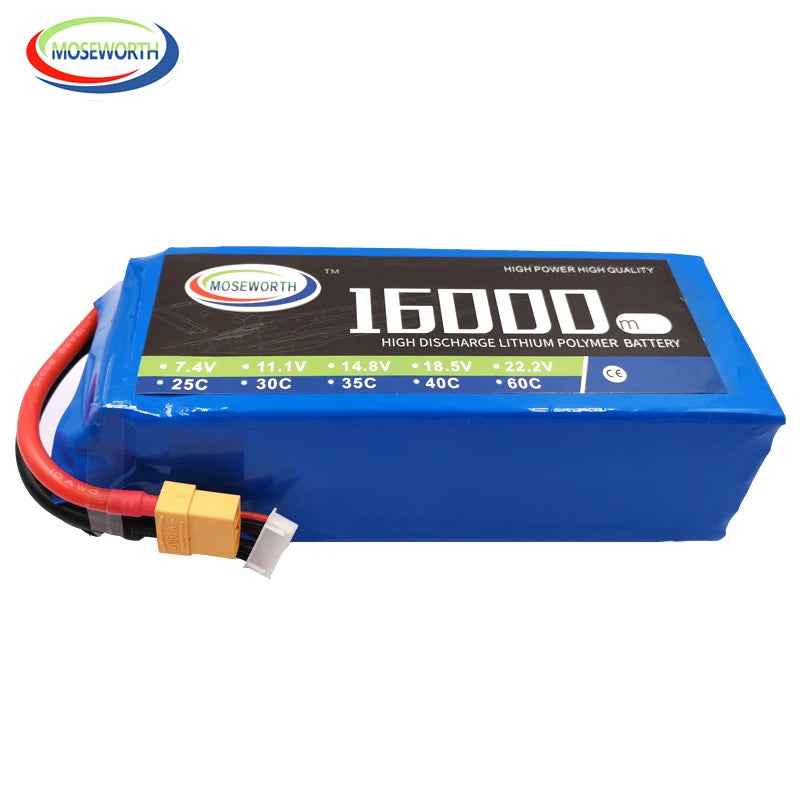 7.4V 11.1V 14.8V 18.5V 22.2V  2S 3S 4S 5S 6S 10000 12000 16000 22000mAh 25C RC LiPo Battery RC Car Agricultural Spraying Drone