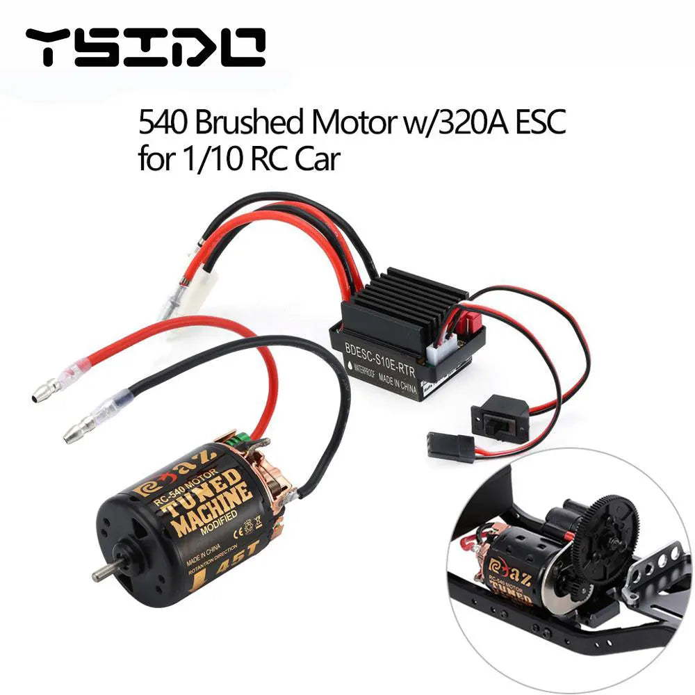 YSIDO 540 Combo Brushed Motor 55T 45T 35T 60A ESC for 1/10 Off-Road Rock Crawler Climbing RC Car Traxxas TRX4 Axial SCX10