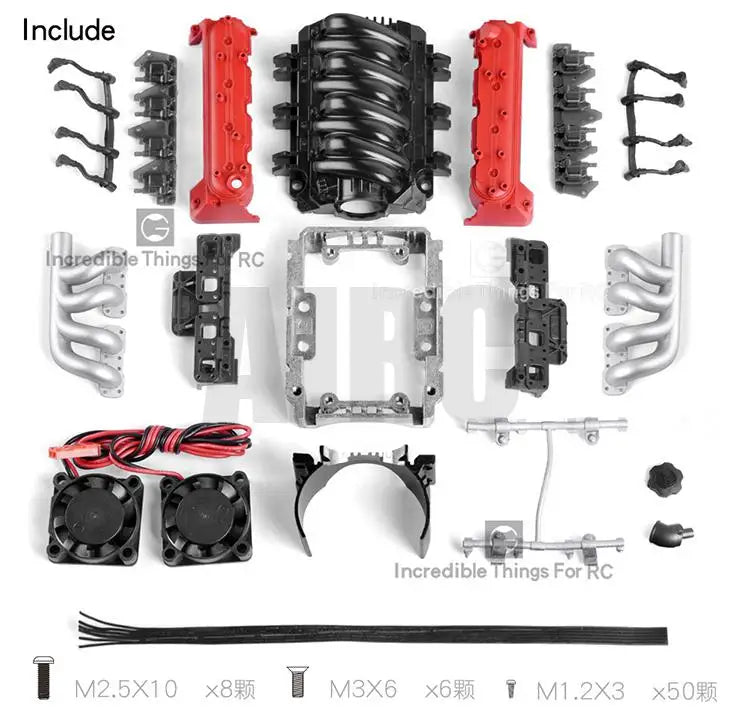 Rc Car Ls7 V8 Simulate Engine Motor Cooling Fans Radiator Kit For 1/10 Rc Crawler Trax Trx4 Trx6 Axial Scx10 90046 Vs4