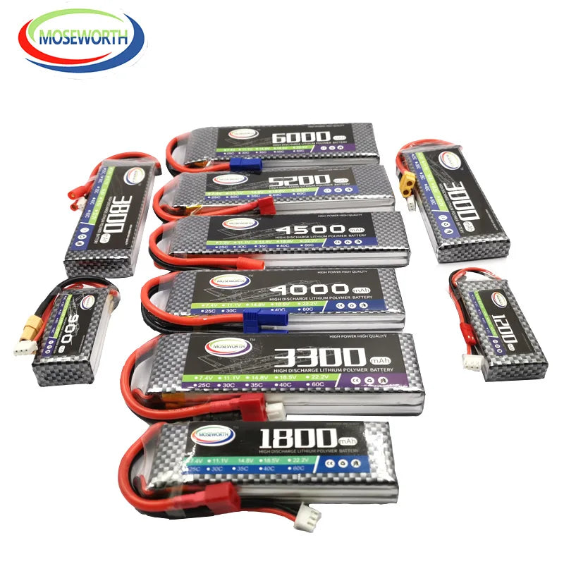 2S 7.4V 1300 1800 2200 3000 3800 4200 4500 5200 6000mAh 30C 40C 60C Toys LiPo Battery For RC Airplane Helicopter Drone Car