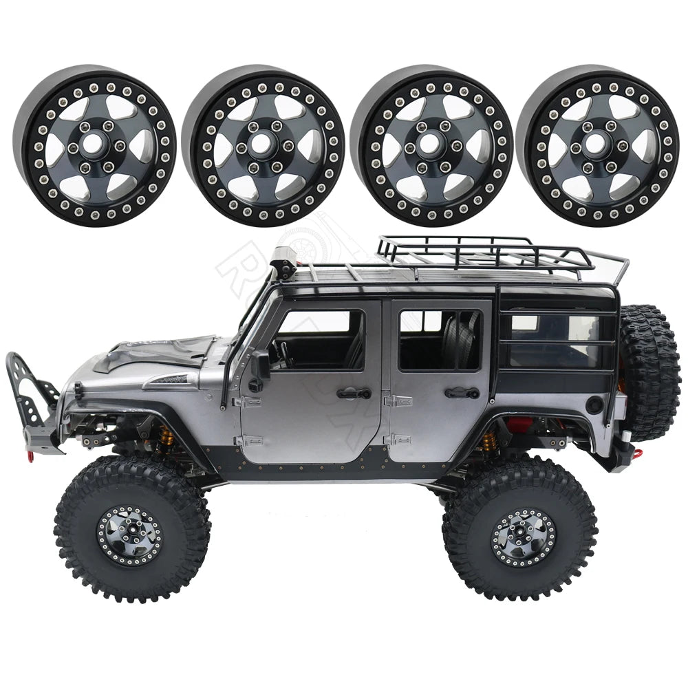 Metal 6 Spokes 1.9 Inch Beadlock Wheel Hub Rim for 1/10 RC Crawler Axial RBX10 SCX10 90046 Capra 1.9 UTB TRX4 RedCat D90