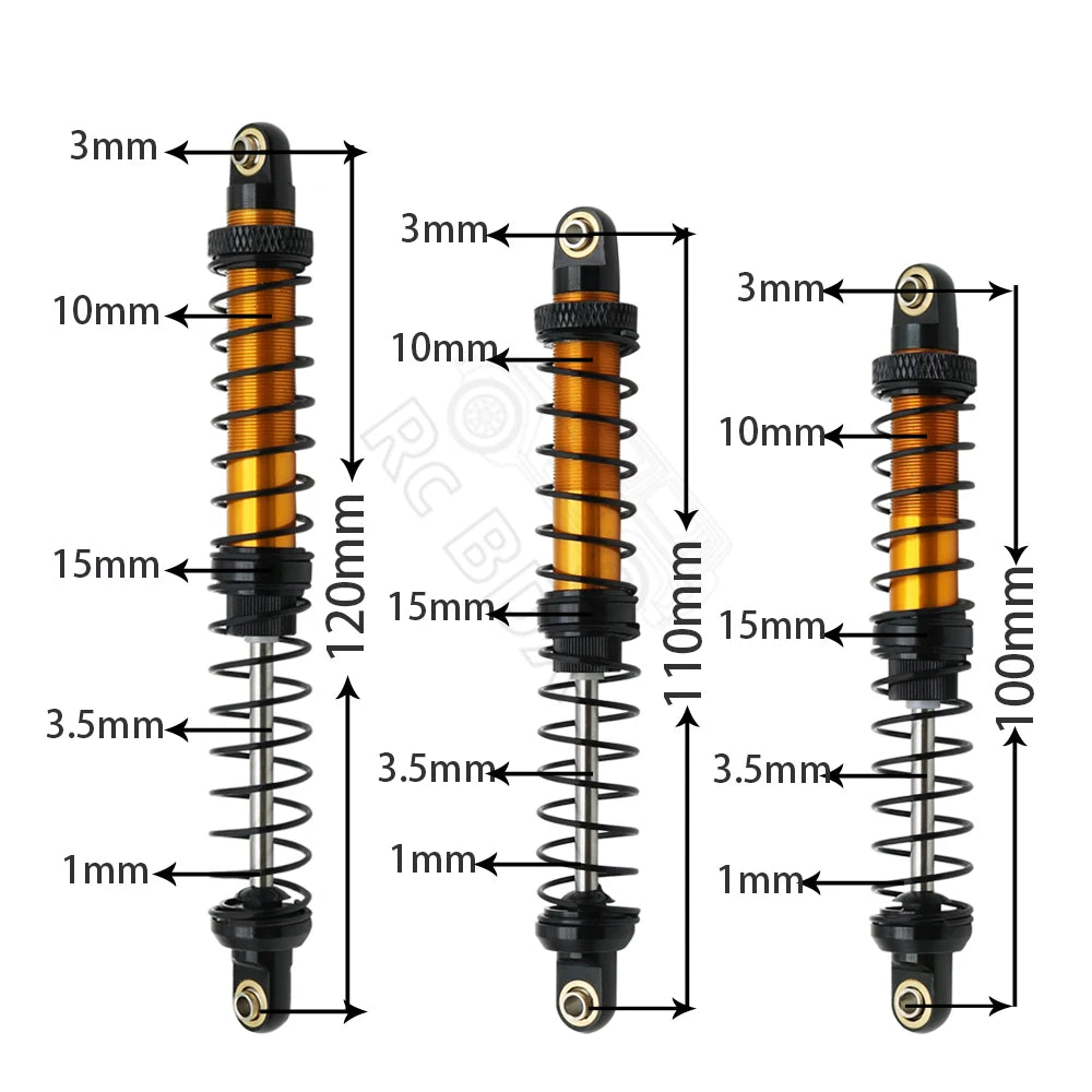 Metal 70mm 80mm 90mm 100mm 110mm 120mm Shock Absorber Oil Damper for 1/10 RC Crawler Car Axial SCX10  AXI03007 RBX10 D90 TRX4
