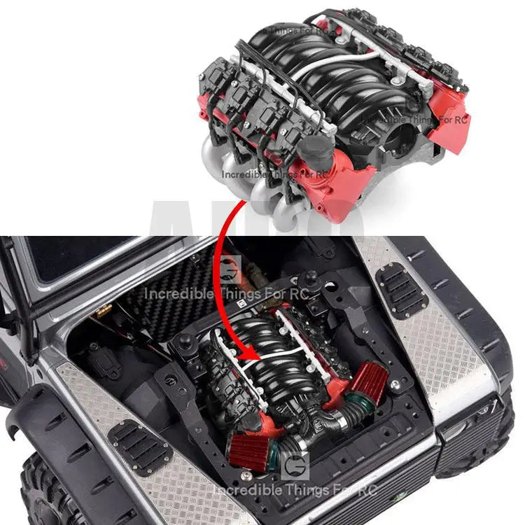 Rc Car Ls7 V8 Simulate Engine Motor Cooling Fans Radiator Kit For 1/10 Rc Crawler Trax Trx4 Trx6 Axial Scx10 90046 Vs4