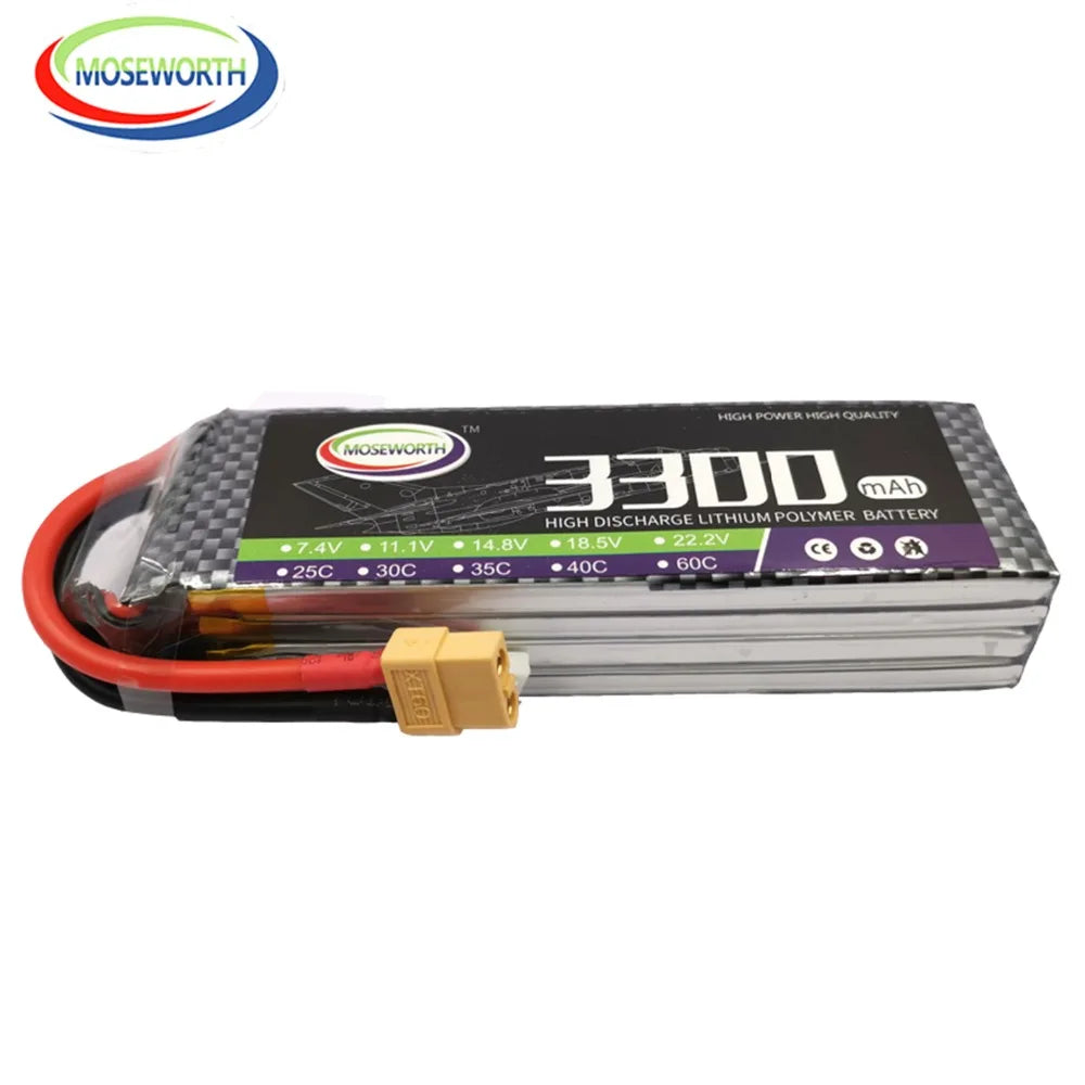 2S 3S 4S 6S 2200 4200 5200 6000mAh 30C 40C 60C 7.4V 11.1V 14.8V RC LiPo Battery For RC Drone Helicopter Aircraft Airplane Car