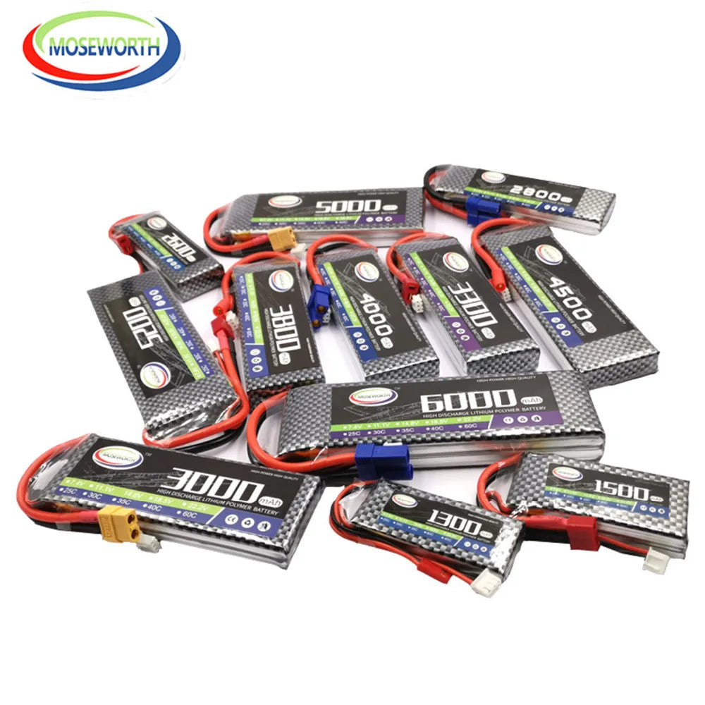 2S 7.4V 1300 1800 2200 3000 3800 4200 4500 5200 6000mAh 30C 40C 60C Toys LiPo Battery For RC Airplane Helicopter Drone Car
