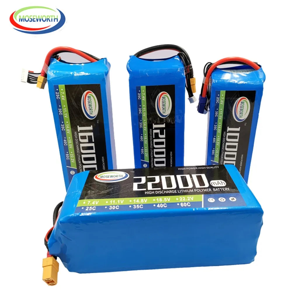 7.4V 11.1V 14.8V 18.5V 22.2V  2S 3S 4S 5S 6S 10000 12000 16000 22000mAh 25C RC LiPo Battery RC Car Agricultural Spraying Drone