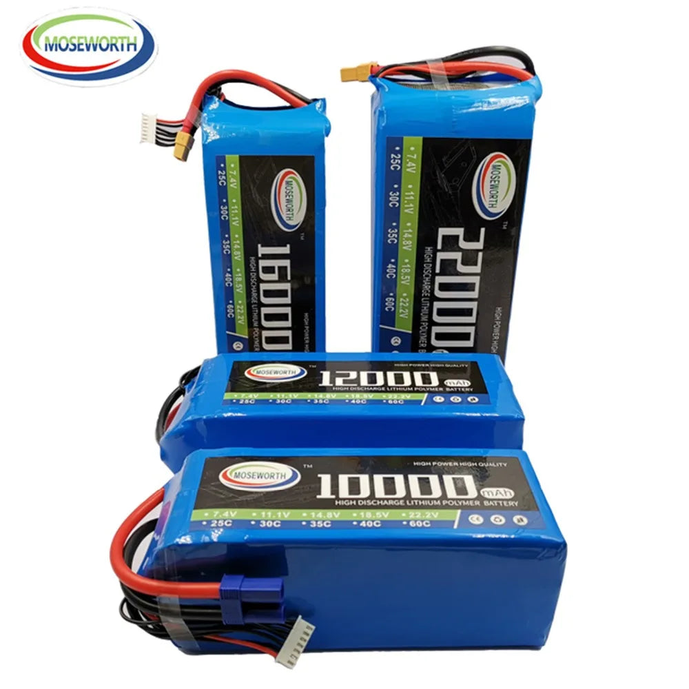 7.4V 11.1V 14.8V 18.5V 22.2V  2S 3S 4S 5S 6S 10000 12000 16000 22000mAh 25C RC LiPo Battery RC Car Agricultural Spraying Drone