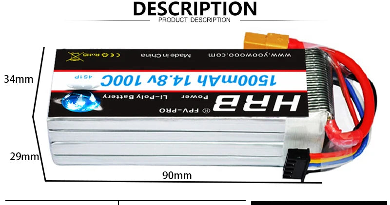 2PCS HRB 2S 3S 4S 5S 6S Lipo Battery 7.4V 11.1V 14.8V 22.2V 2000mah 5000mah 6000mah 1500mah RC Airplane FPV Drone Car Parts