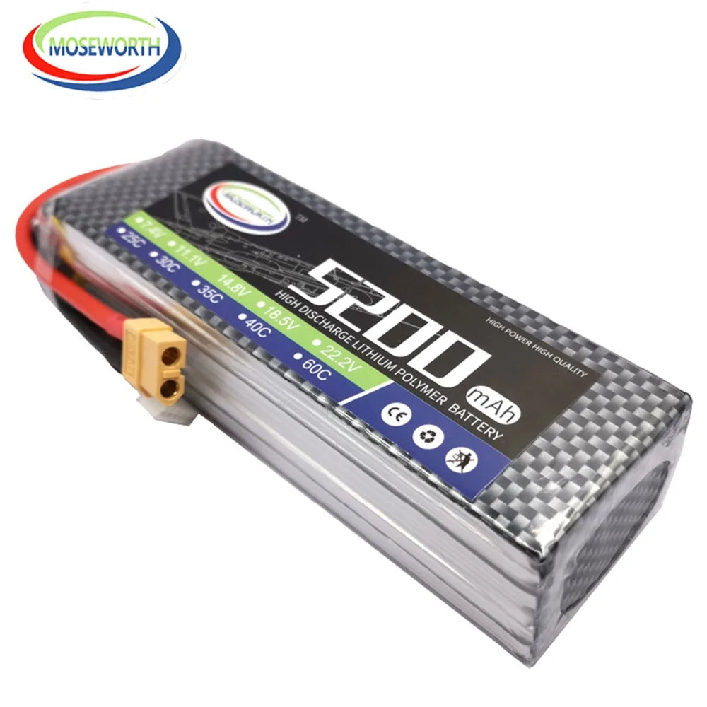 2S 3S 4S 6S 2200 4200 5200 6000mAh 30C 40C 60C 7.4V 11.1V 14.8V RC LiPo Battery For RC Drone Helicopter Aircraft Airplane Car