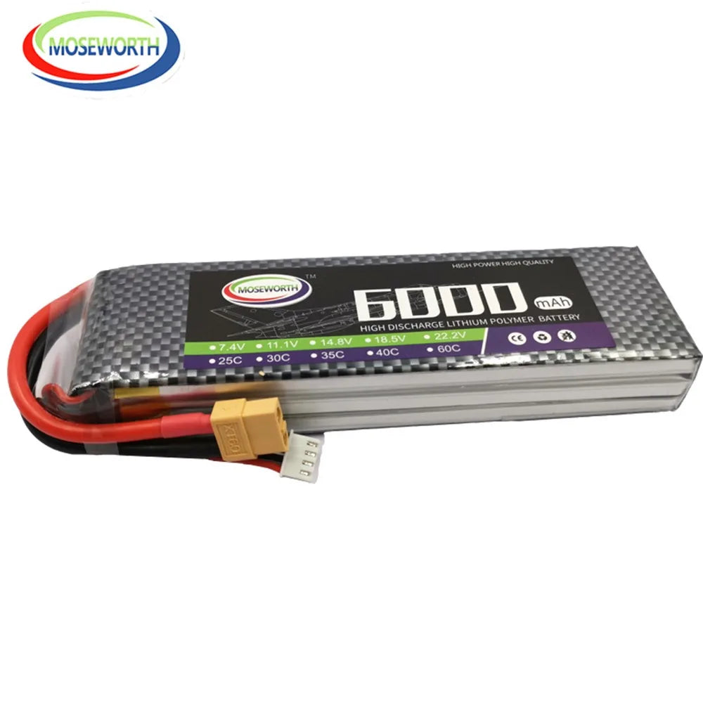 2S 3S 4S 6S 2200 4200 5200 6000mAh 30C 40C 60C 7.4V 11.1V 14.8V RC LiPo Battery For RC Drone Helicopter Aircraft Airplane Car