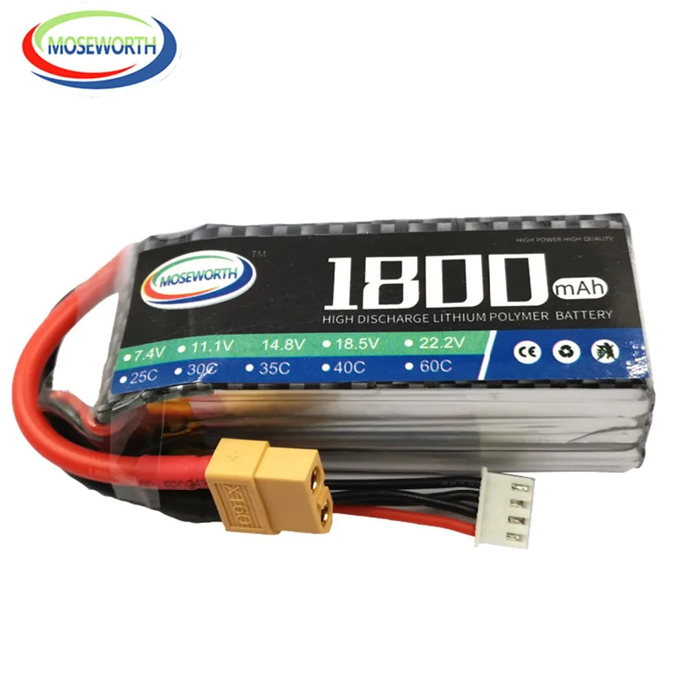 2S 3S 4S 6S 2200 4200 5200 6000mAh 30C 40C 60C 7.4V 11.1V 14.8V RC LiPo Battery For RC Drone Helicopter Aircraft Airplane Car