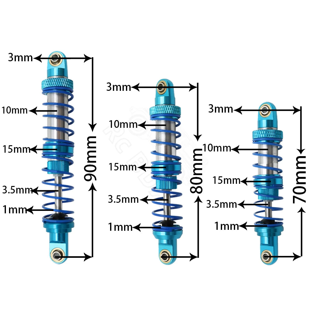 Metal 70mm 80mm 90mm 100mm 110mm 120mm Shock Absorber Oil Damper for 1/10 RC Crawler Car Axial SCX10  AXI03007 RBX10 D90 TRX4