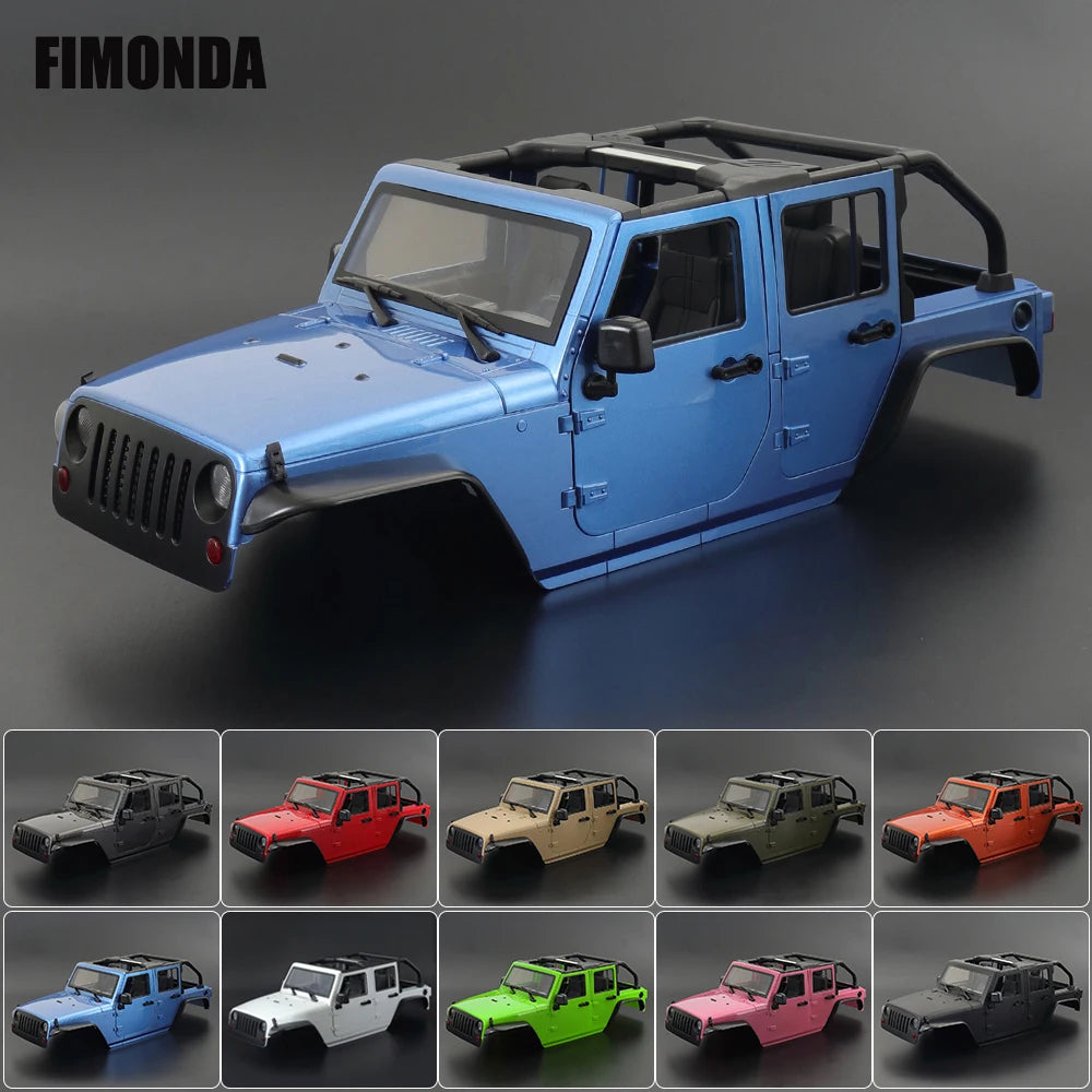 1:10 Scale Wrangler Convertible Hard Body Kit 313mm Wheelbase for 1/10 RC Crawler Axial SCX10 Rubicon TRX4 Redcat GEN8