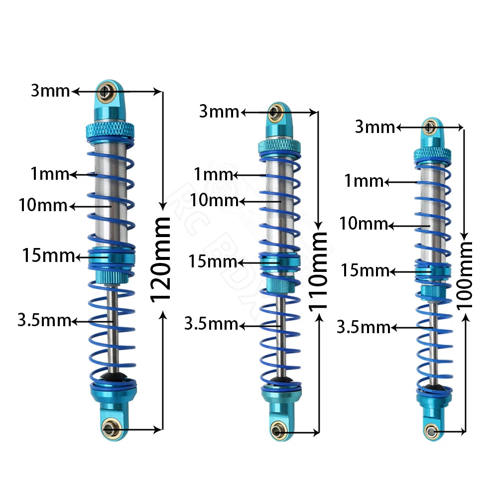 Metal 70mm 80mm 90mm 100mm 110mm 120mm Shock Absorber Oil Damper for 1/10 RC Crawler Car Axial SCX10  AXI03007 RBX10 D90 TRX4