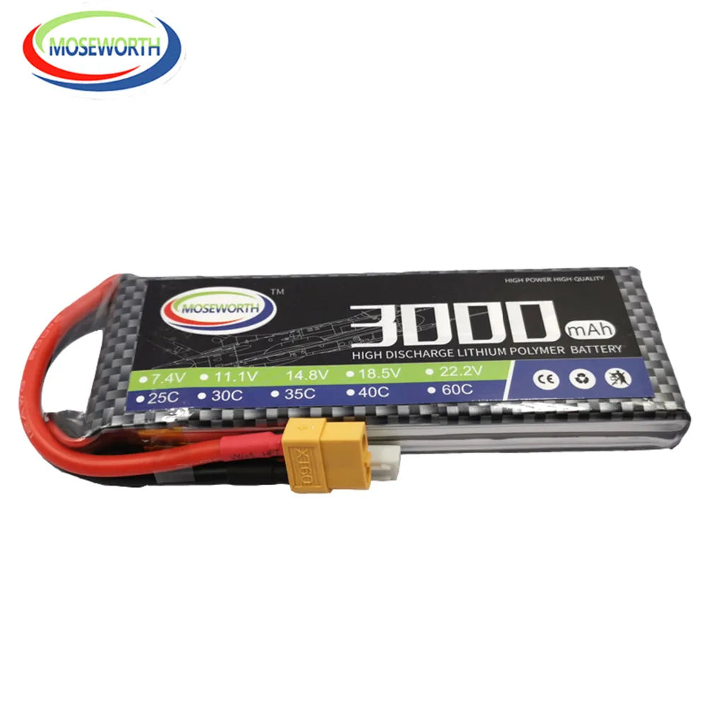 2S 7.4V 1300 1800 2200 3000 3800 4200 4500 5200 6000mAh 30C 40C 60C Toys LiPo Battery For RC Airplane Helicopter Drone Car