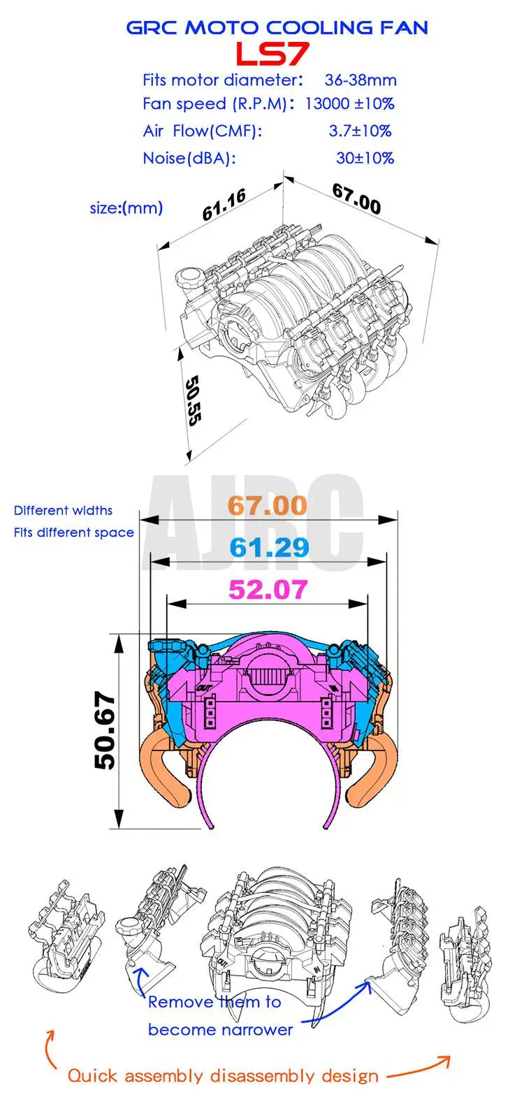 Rc Car Ls7 V8 Simulate Engine Motor Cooling Fans Radiator Kit For 1/10 Rc Crawler Trax Trx4 Trx6 Axial Scx10 90046 Vs4