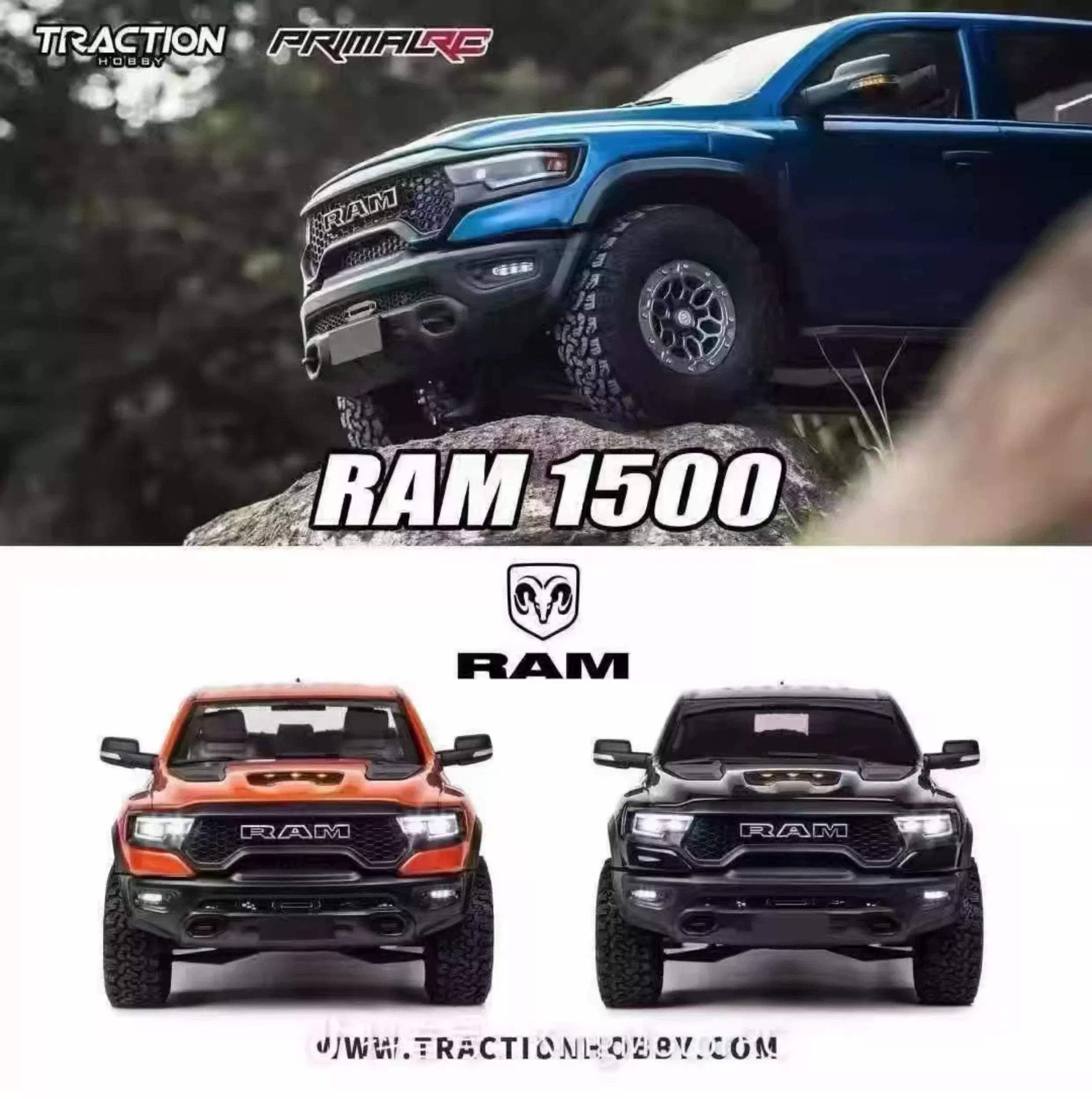 KM Thunder Dodge Tyrannosaurus RAM 1500 Simulation 1/8 Remote Control Electric 4WD Climbing Vehicle Pickup Off road Vehicle