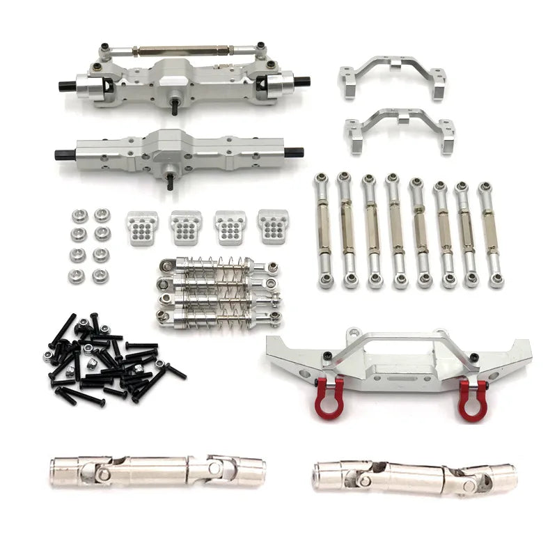 WPL C14 C24 C24-1 Metal Front and Rear Axle Chassis Link Rod Pull Rod Mount Shock Absorber Set 1/16 RC Car Upgrade Parts ﻿