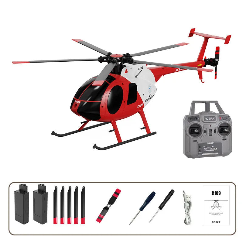 MD500 C189 Remote Control Helicopter Aircraft Add Optical Flow Positioning 6-Axis Gyro Dual Brushless Motors RC Heli for Adults