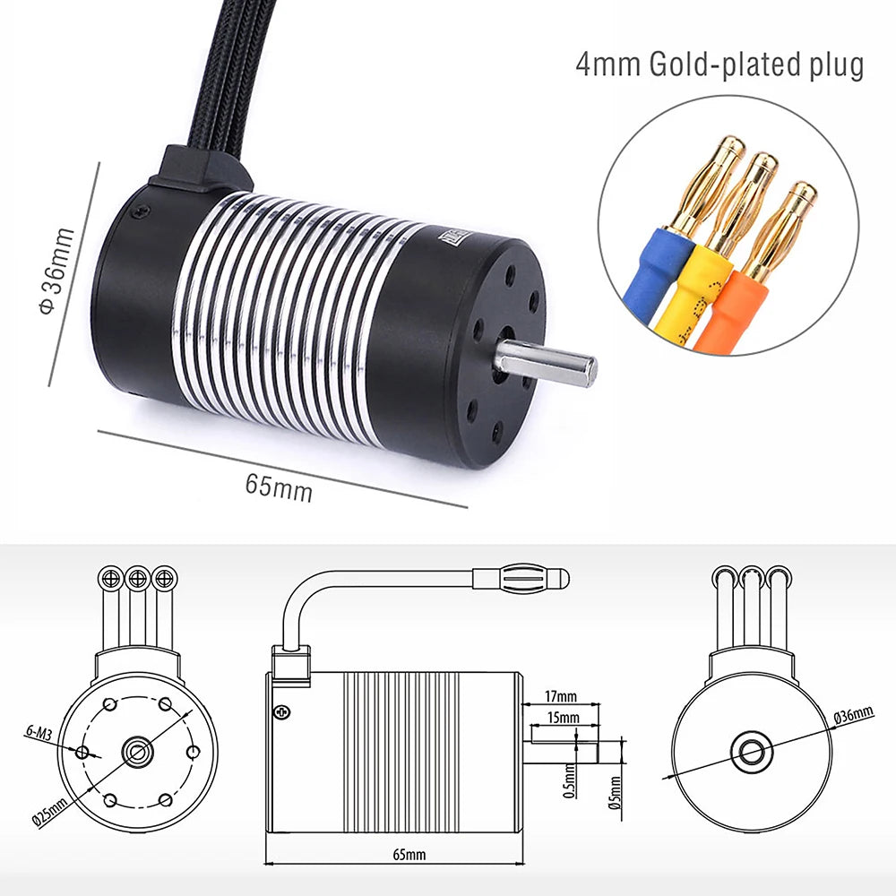 Surpass Hobby Rocket 2845 F540 3650 3660 3665 3670 3674 4068 Waterproof Brushless Motor for 1/10 1/12 RC Car Robot WLtoys 12428