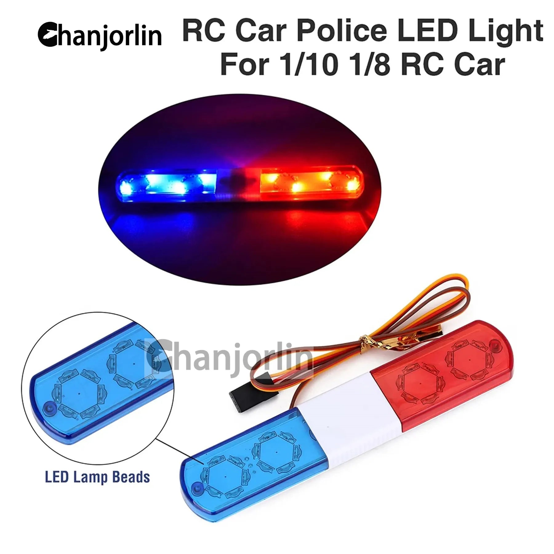Police Flash LED Light Alarming Lights Accessories for 1:8 1:10 RC Car Axial HSP HPI Kyosho Tamiya SCX10 D90 Upgrade Parts
