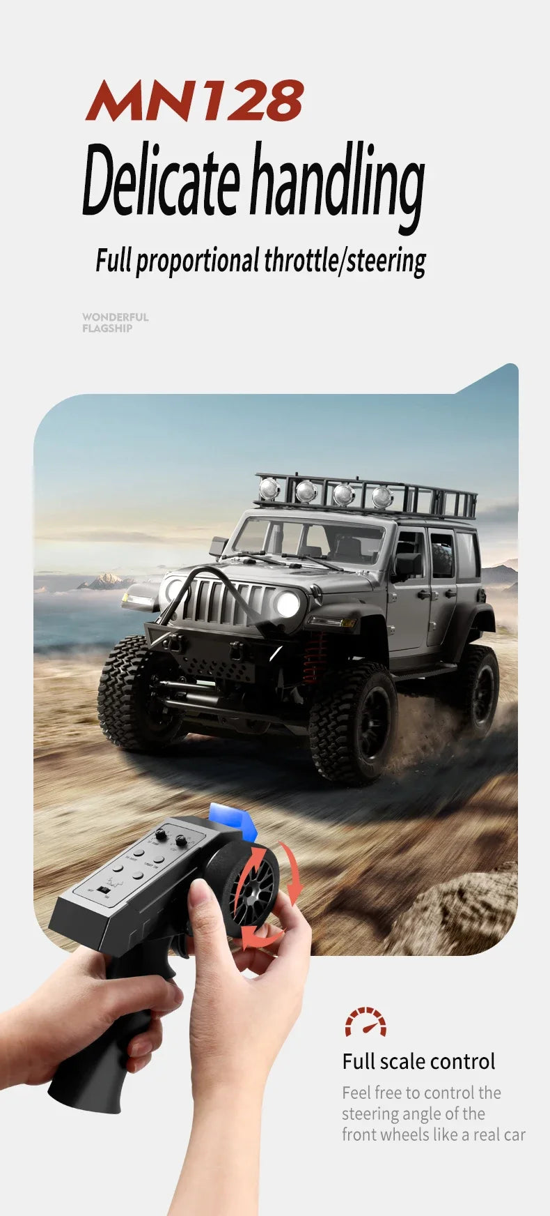 MN MODEL MN128 RC Crawler 4x4 Car 2.4G Climbing Buggy Professional with LED Light Full Scale Remote Control Cars
